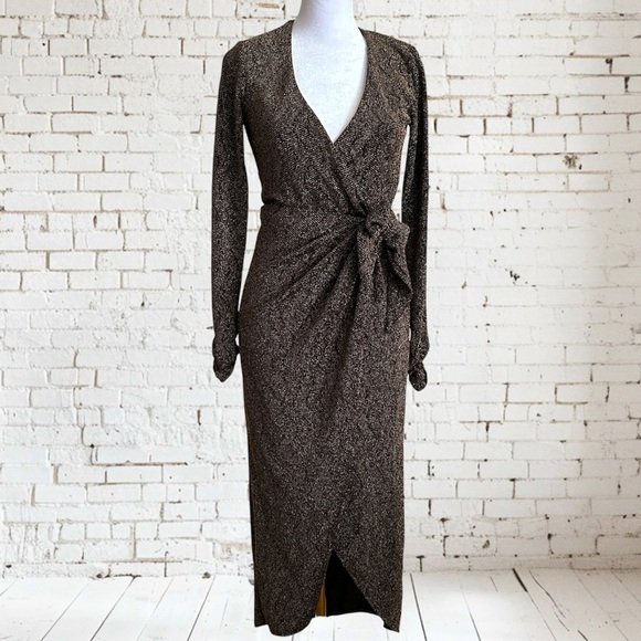 SHOW ME YOUR MUMU Kimora Wrap Dress in Squiggle Sparkle Knit Sz. XS - Picture 5 of 16